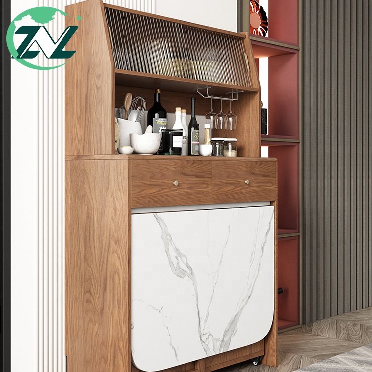 Nordic Foldable Dining Table Space-Saving and Mobile Design for Small Apartments Drawer Storage Sideboard Set 2131
