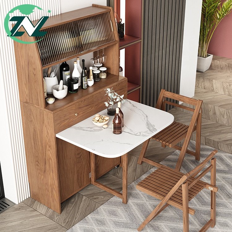 Nordic Foldable Dining Table Space-Saving and Mobile Design for Small Apartments Drawer Storage Sideboard Set 2131