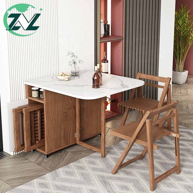 Nordic Foldable Dining Table Space-Saving and Mobile Design for Small Apartments Drawer Storage Sideboard Set 2131