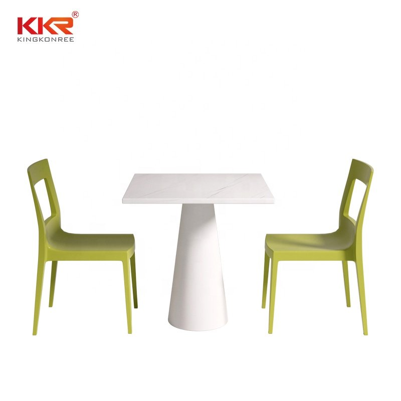 KKR Unique Design Luxury White Marble Natural Solid Surface Stone Fast Food Coffee Kitchen Table