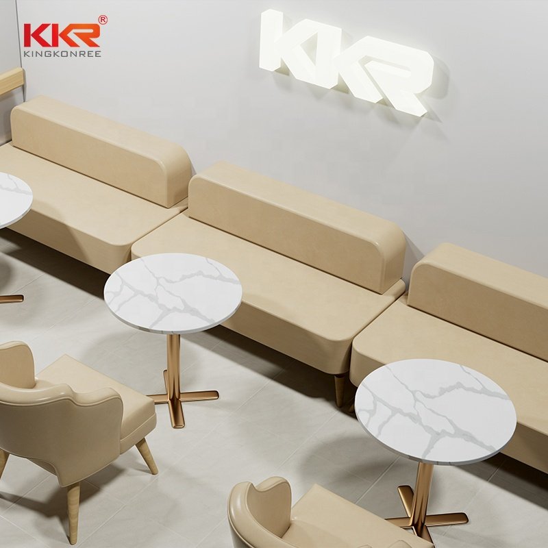 KKR Unique Design Luxury White Marble Natural Solid Surface Stone Fast Food Coffee Kitchen Table