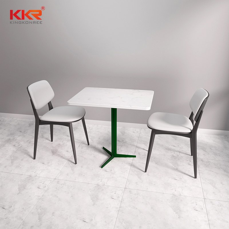 KKR Unique Design Luxury White Marble Natural Solid Surface Stone Fast Food Coffee Kitchen Table