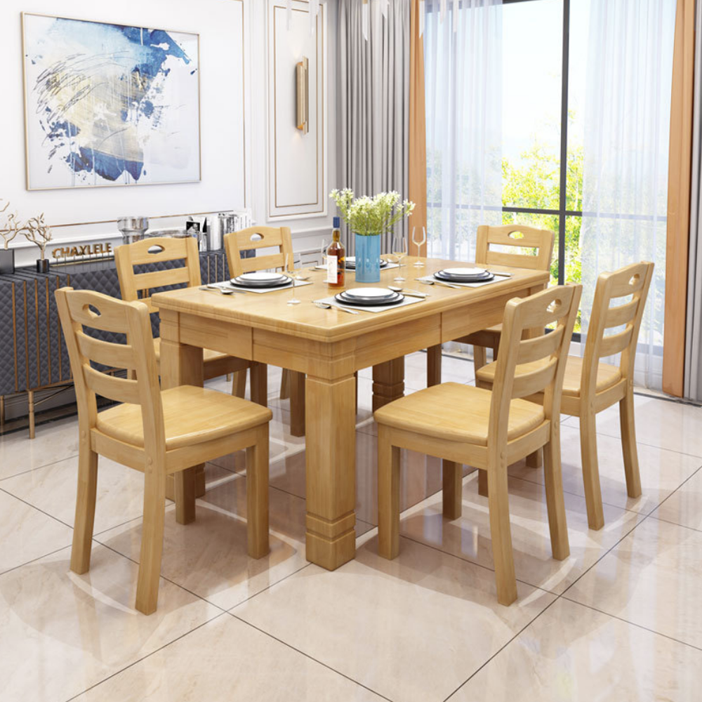 European solid wood dining table with chairs combination bjflamingo Solid Wood Dining Table and Chair Set