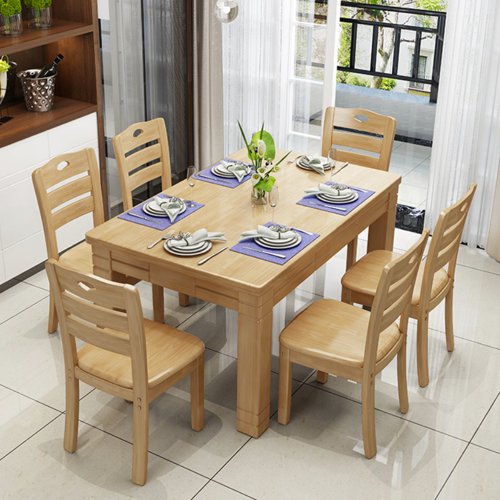 European solid wood dining table with chairs combination bjflamingo Solid Wood Dining Table and Chair Set