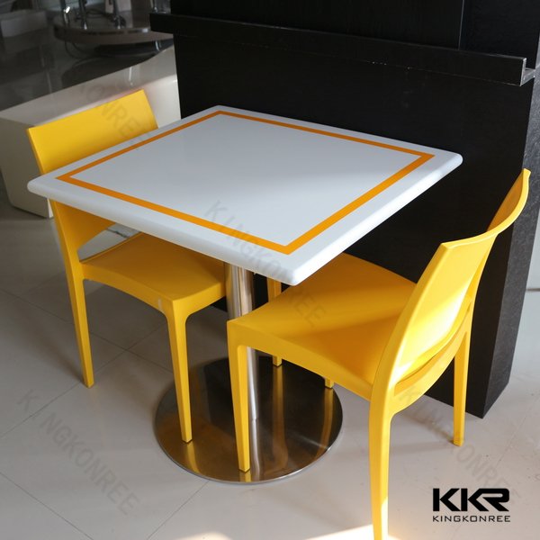 narrow long 2m artificial marble stone dining table top for restaurant