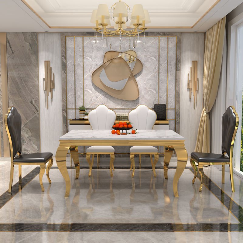 luxury dinning furniture set complete dining rectangle dinning table set glass modern glass top dining table