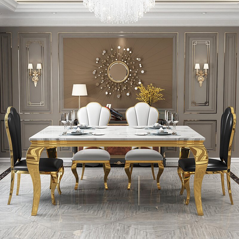 luxury dinning furniture set complete dining rectangle dinning table set glass modern glass top dining table