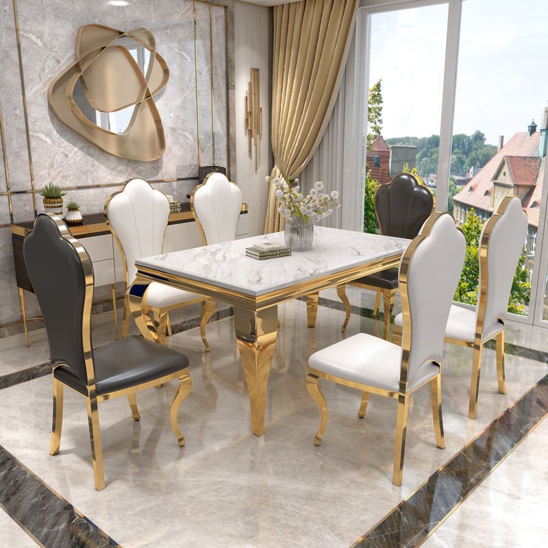 luxury dinning furniture set complete dining rectangle dinning table set glass modern glass top dining table