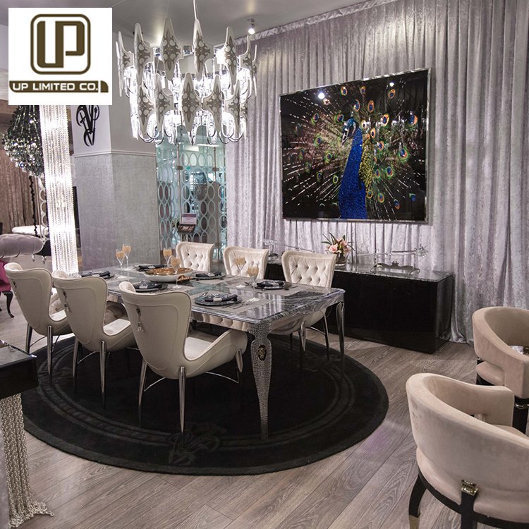 Italian Antique Dinner Set Full Villa Furniture Design Branded Luxury Metal Dining Table Set With Chairs