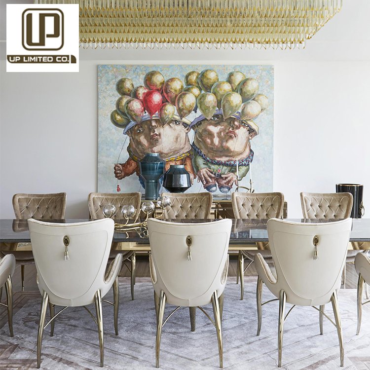 Italian Antique Dinner Set Full Villa Furniture Design Branded Luxury Metal Dining Table Set With Chairs