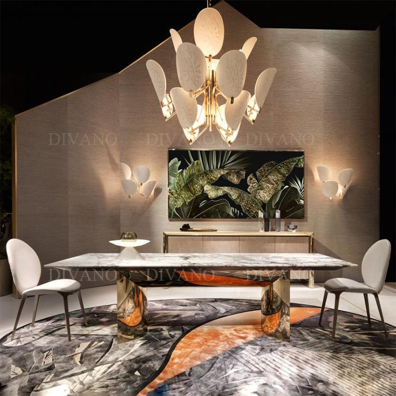 Home Furniture Modern Dining Table Luxury Marble Italian Luxury Dining Table Set