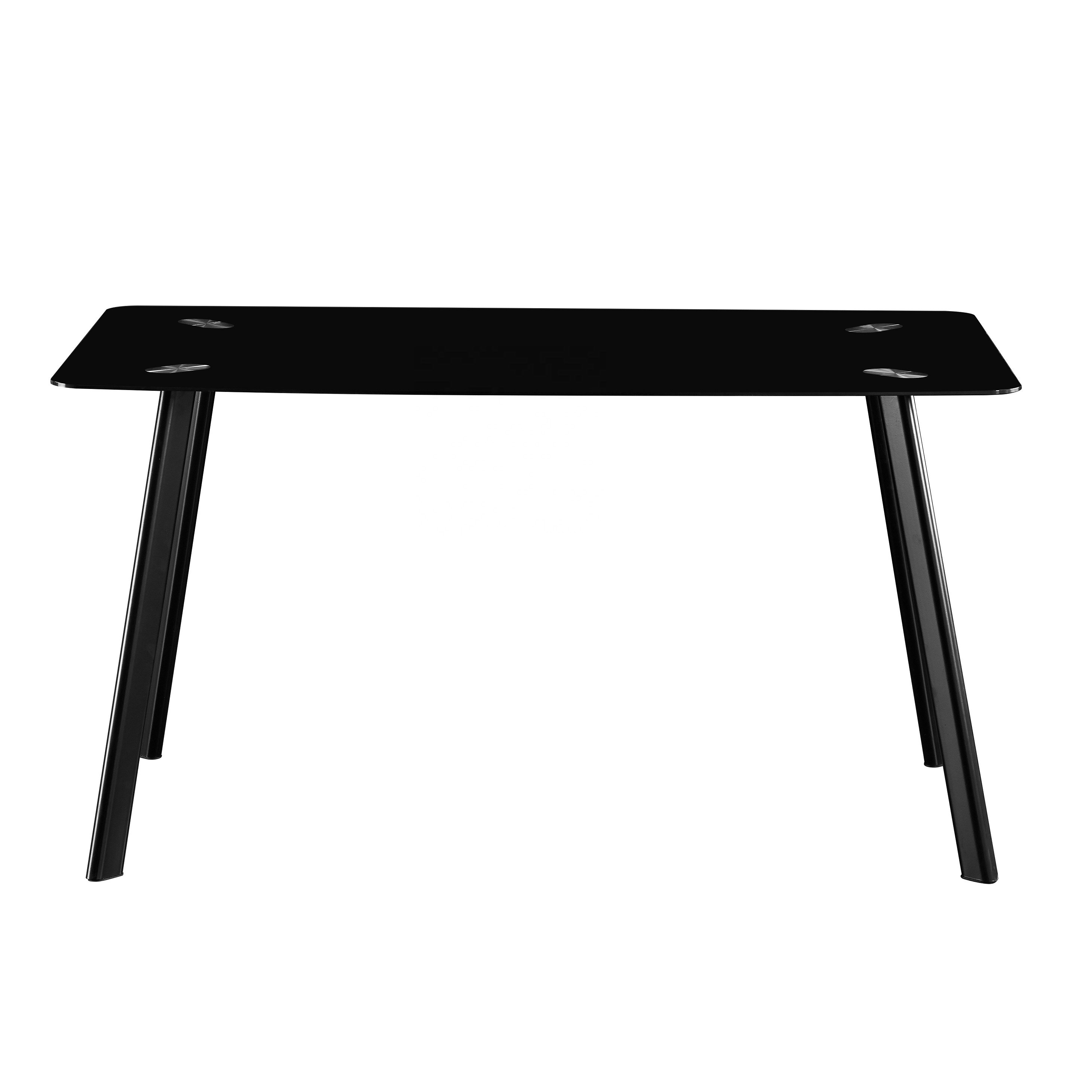 Popular Black Tempered Glass Four Black Metal Legs Dining Table Cheap Price For Sale