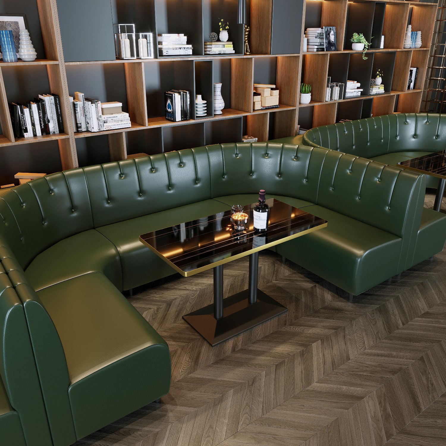 Factory customized restaurant leather booth sofa set cafe bench seating hotel marble dining table and chair set