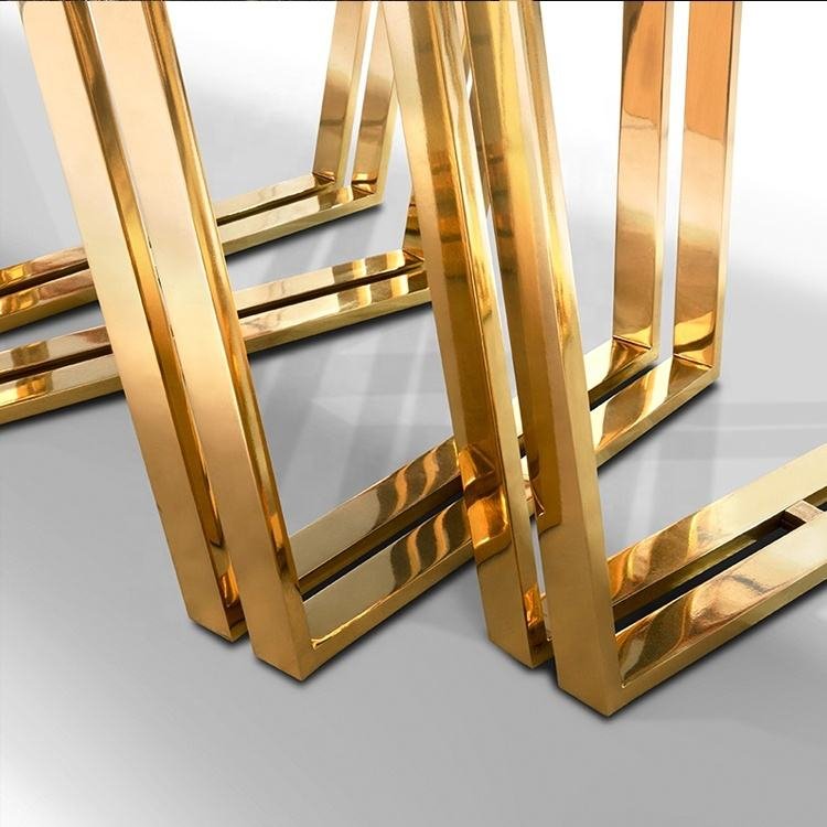 Elegant design golden stainless steel leg italian luxury marble top 12 seater dining table set modern dining room furniture