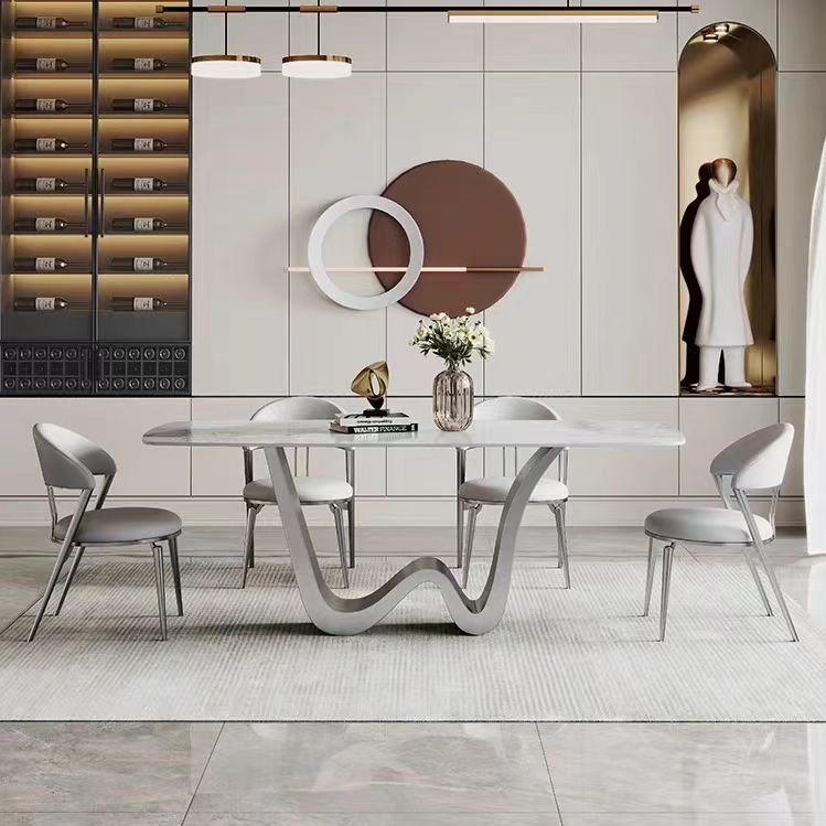 Nordic Style Dining Table Household Rectangular Italian Minimalist Unique Shape Design Modern Luxury Dining Table