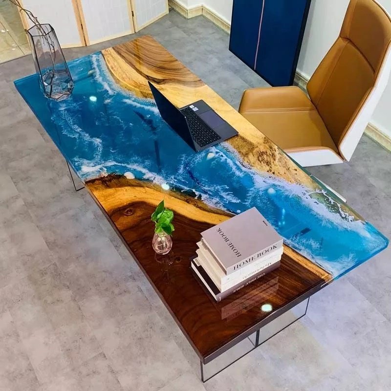 Acacia Wood epoxy resin slab table top river dining table solid wood clear epoxy resin table at reasonable rate