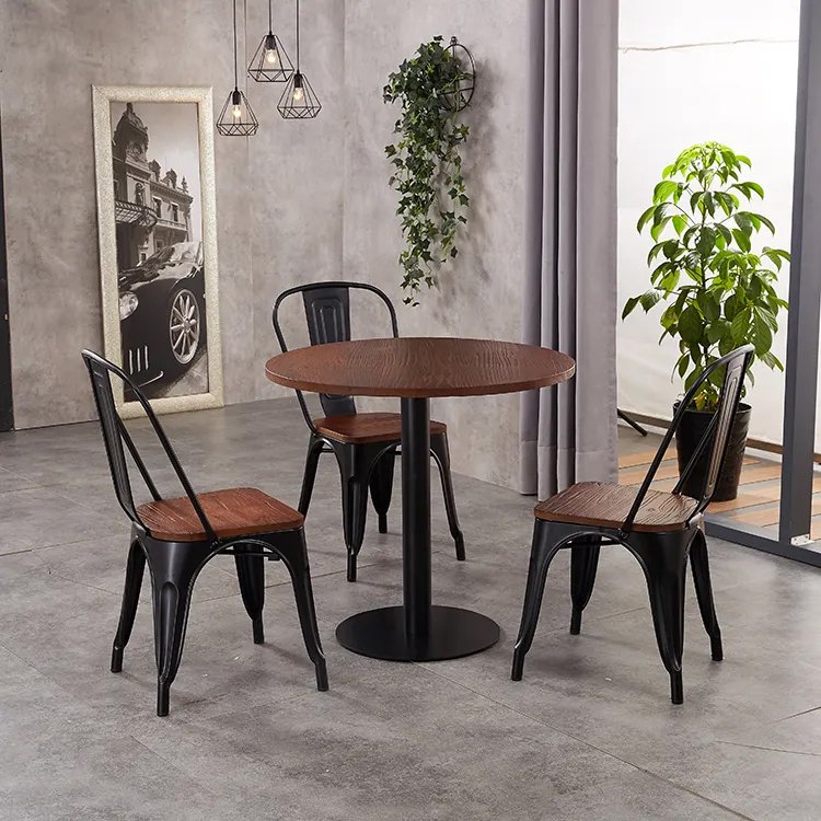 Commercial restaurant dining table and metal chairs for sale DT132