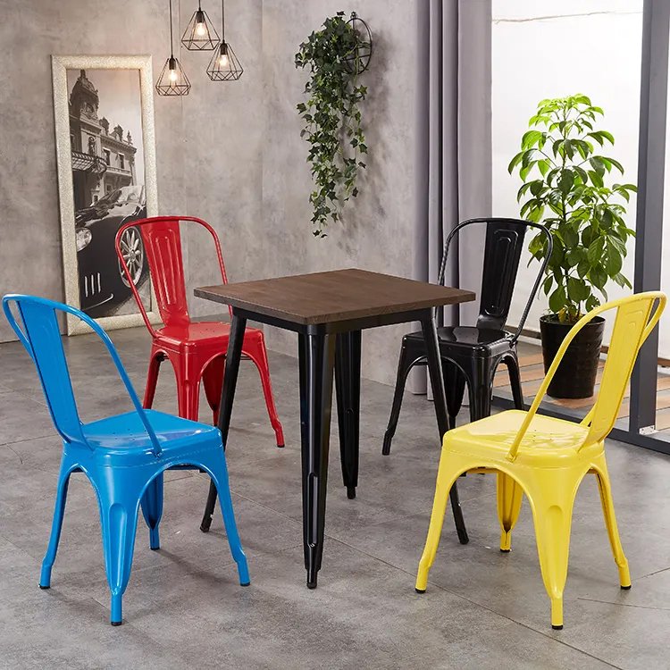 Commercial restaurant dining table and metal chairs for sale DT132