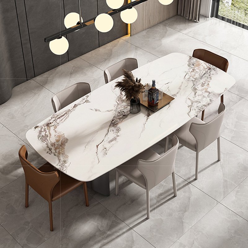 Light luxury household rectangular size apartment modern simple luxury stone dining table