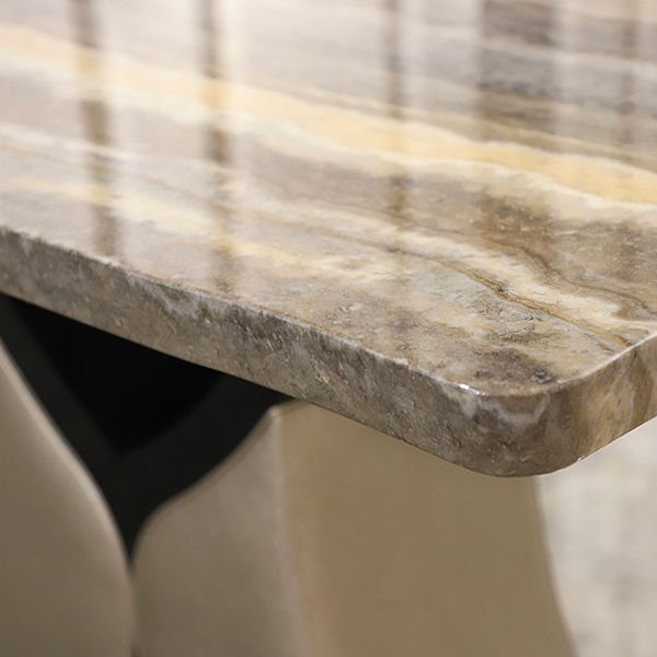 Luxury Leather Marble dining table set 6 seater marble top modern dining tables and chair set