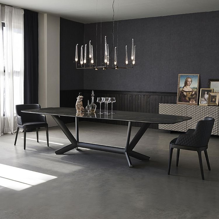 Marble Dining Table For Dining Room Luxury Furniture Stainless Steel Table