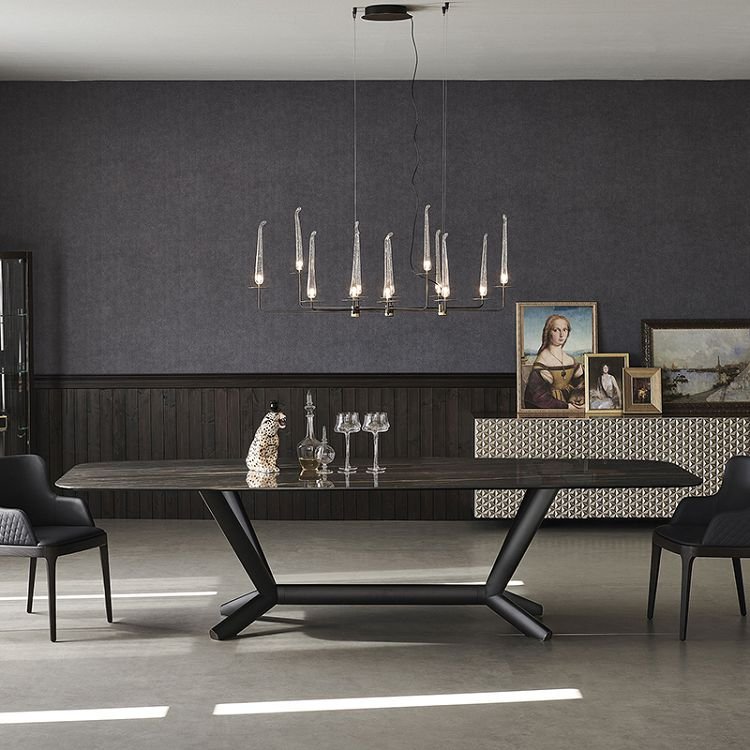 Marble Dining Table For Dining Room Luxury Furniture Stainless Steel Table