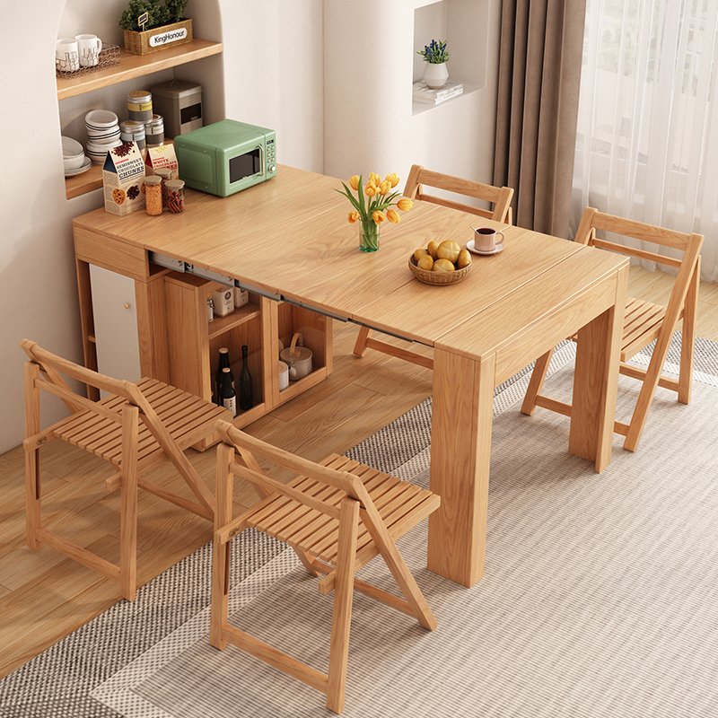 Nordic Telescopic Dining Table And Chair Combination Simple Side Cabinet Multi-Functional Small Folding Dining Table