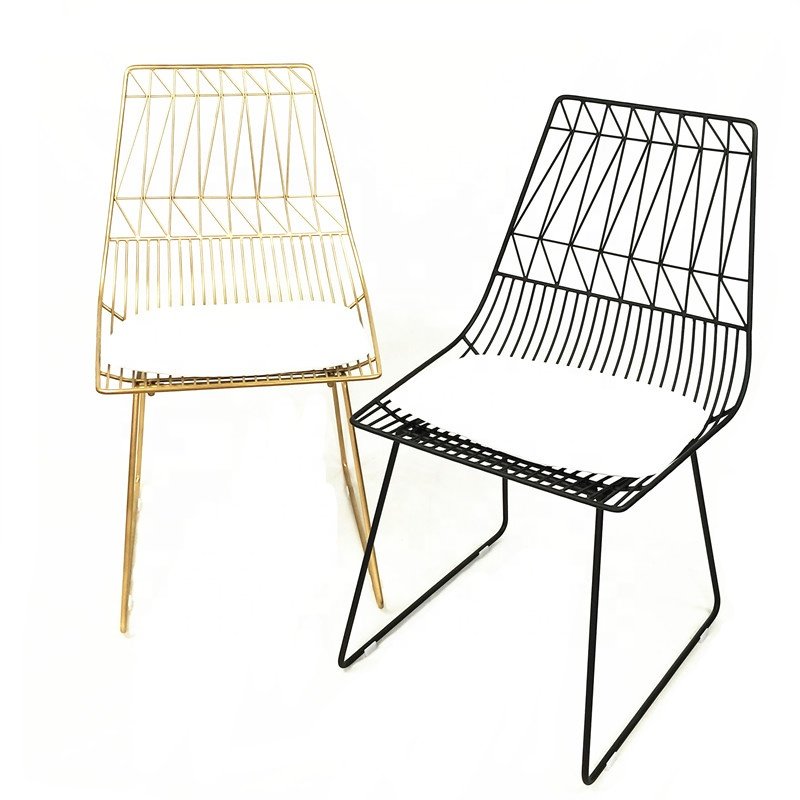 Nordic iron dining table and chairs household hollow wire chairs simple modern furniture wire restaurant cafe chairs