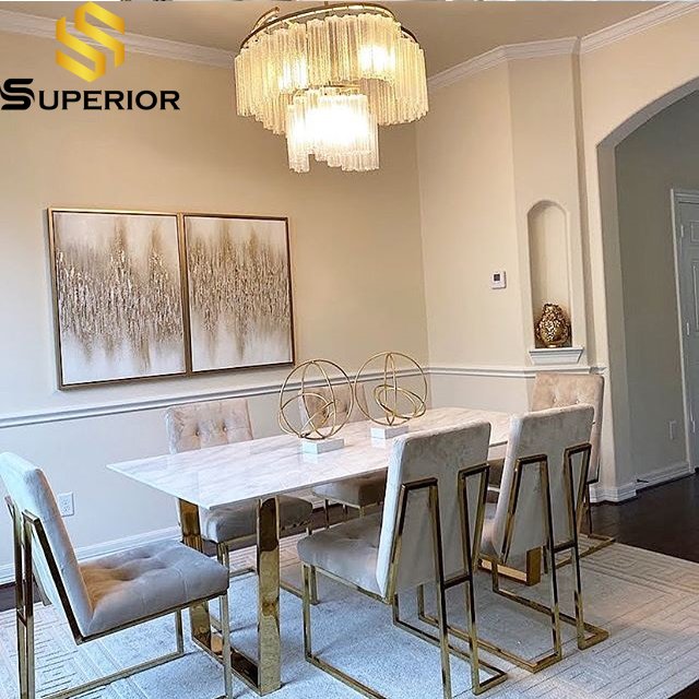 modern white marble dining table set 4 chairs dining room