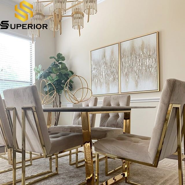 modern white marble dining table set 4 chairs dining room