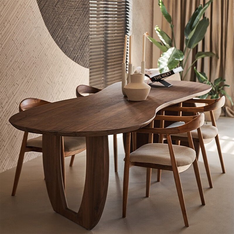 Best Selling living Room Art Irregular shaped dining table solid pine wood creative rectangular dining table
