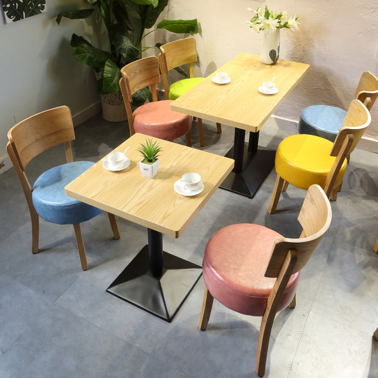 Modern solid wood square round OEM Restaurant round dining table sets 6 chairs for living room