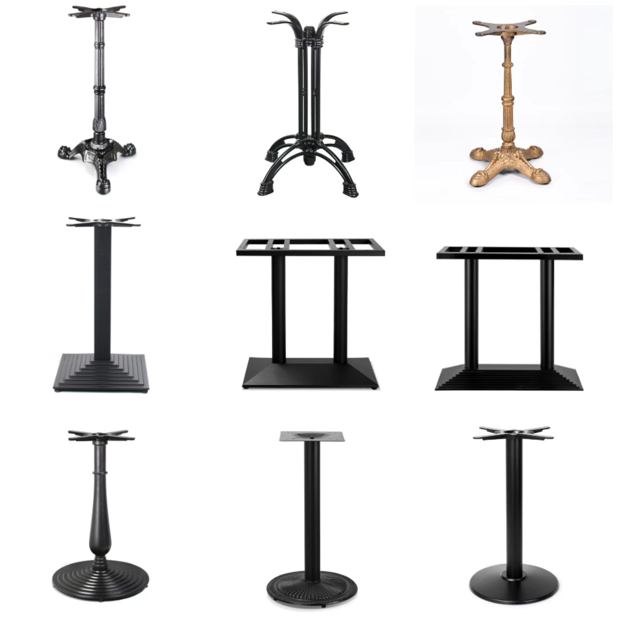 Industrial metal furniture stainless steel iron metal dining table legs restaurant table base for cafeteria canteen table