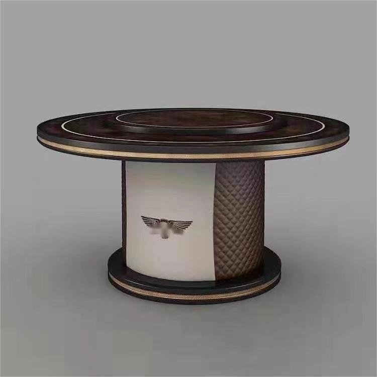 Furnistyle Dining table set 6 seaters Customize wooden round black sandalwood eating dining table with rotating centre for Home