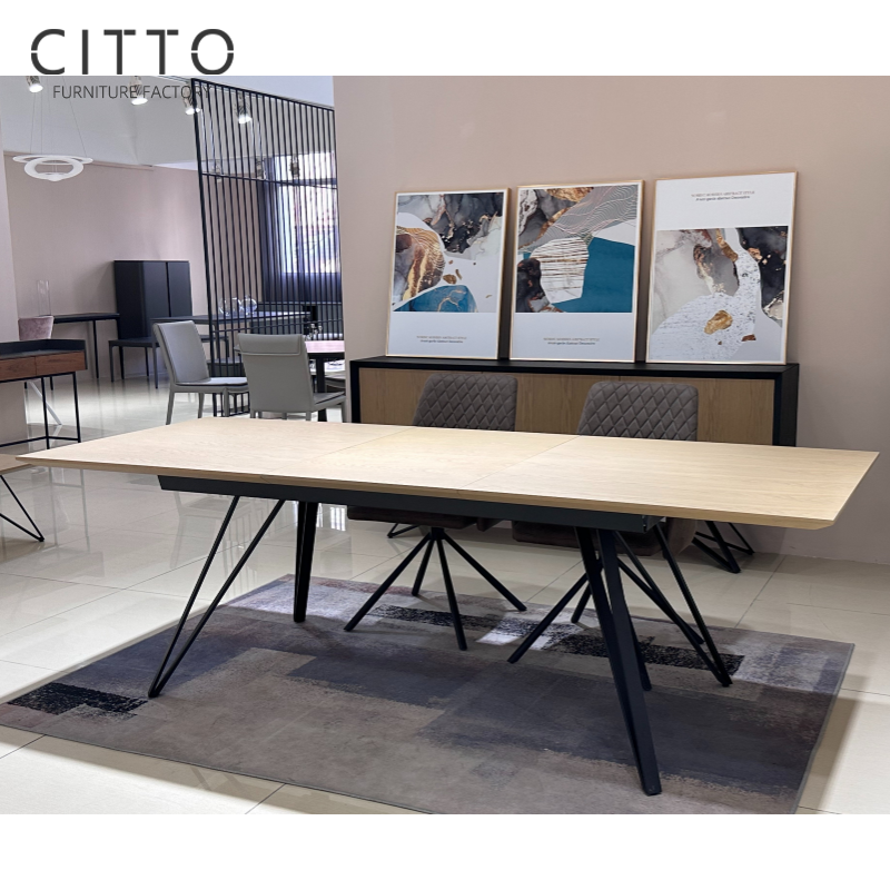 China Factory Furniture Modern Ash Extension Dining Table 1.8m Extension Dining Table For Dining Room Support Customization