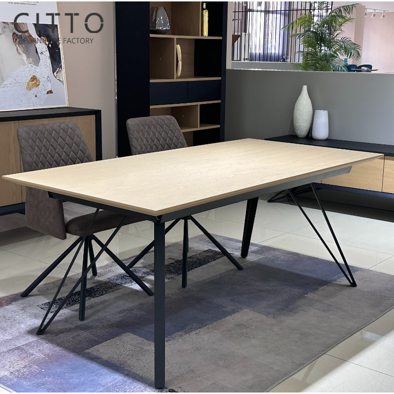 China Factory Furniture Modern Ash Extension Dining Table 1.8m Extension Dining Table For Dining Room Support Customization