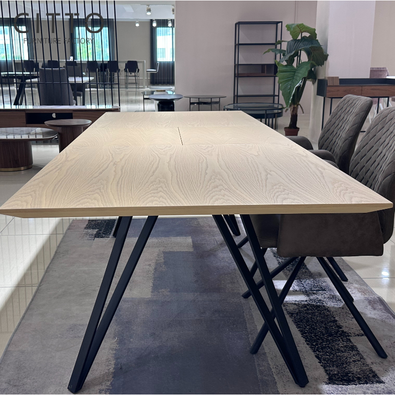 China Factory Furniture Modern Ash Extension Dining Table 1.8m Extension Dining Table For Dining Room Support Customization