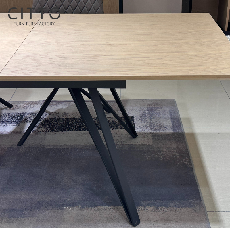 China Factory Furniture Modern Ash Extension Dining Table 1.8m Extension Dining Table For Dining Room Support Customization