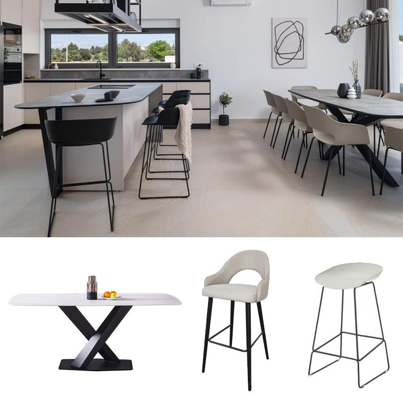 Factory Price Custom Dining Room Furniture Wooden Frame Marble Modern Luxury Dining Table Set for 8 People Seater