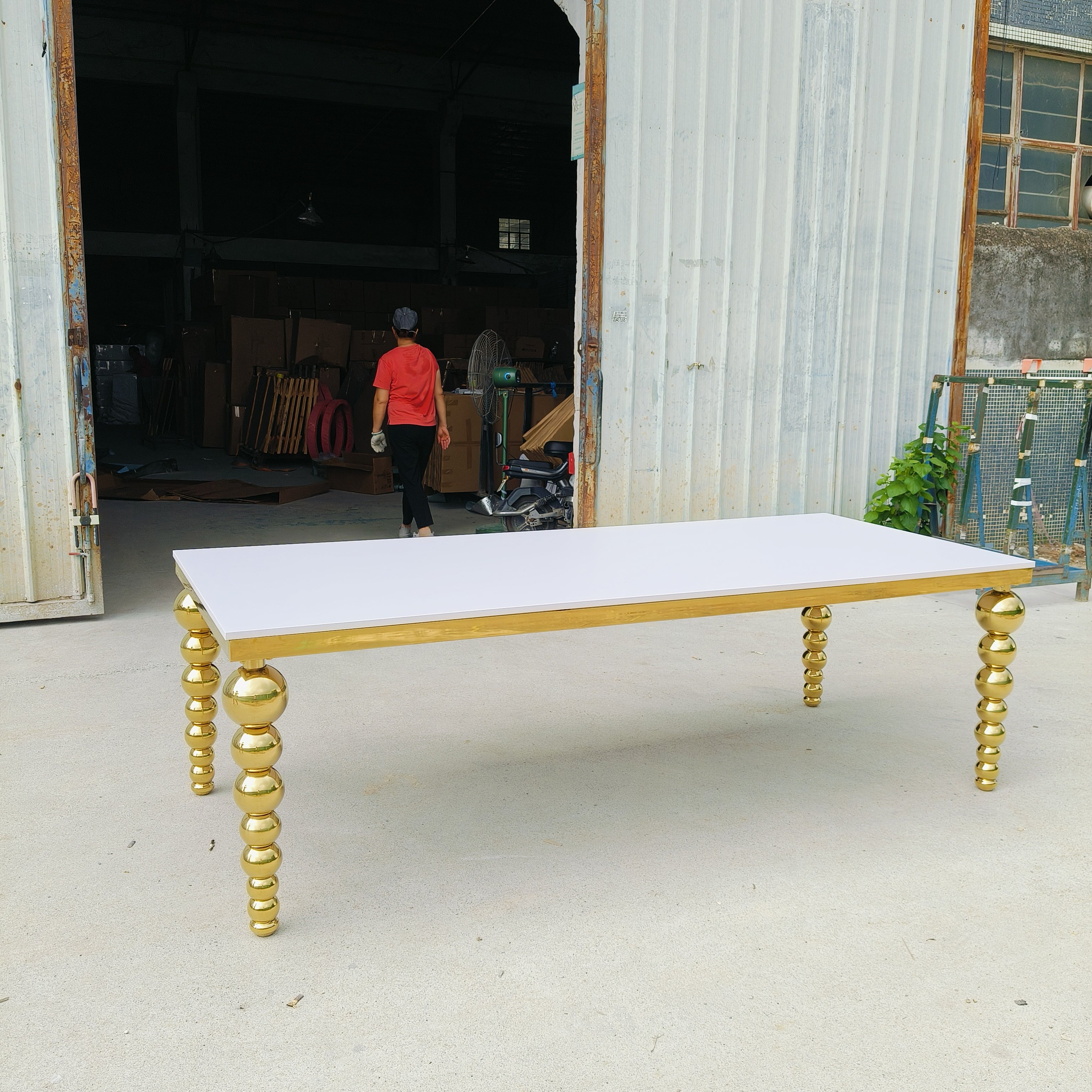 Luxury Rectangle tables and chairs for events Stainless Steel Wedding Dining Tables