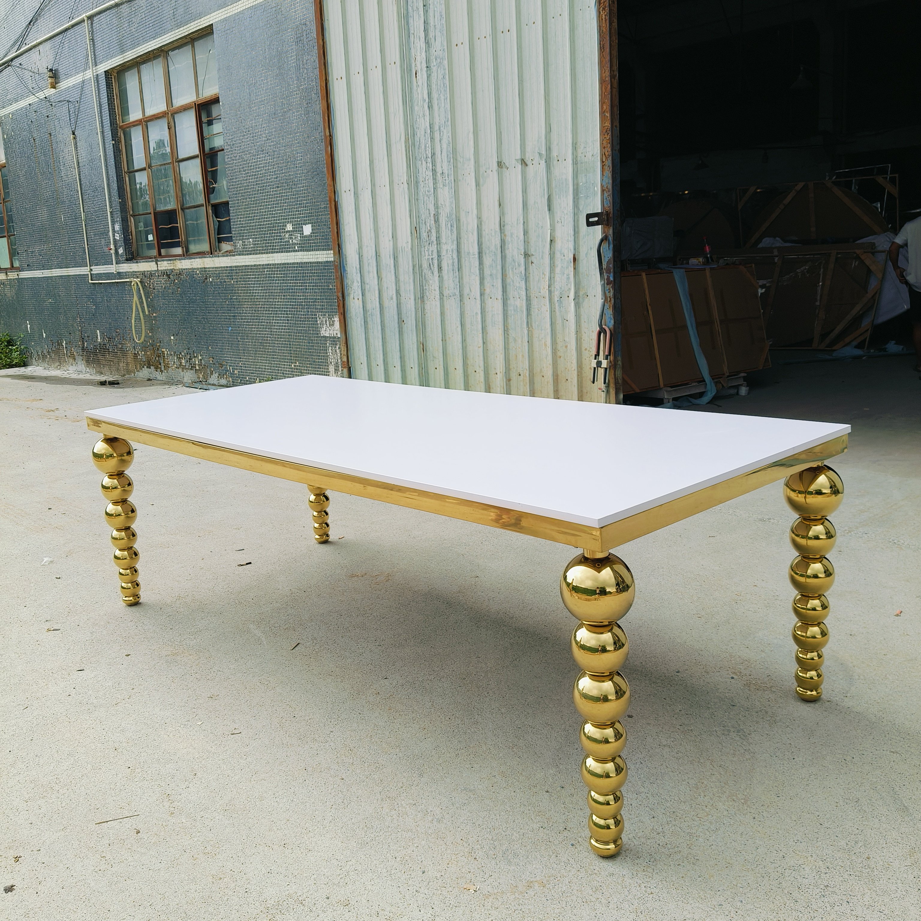 Luxury Rectangle tables and chairs for events Stainless Steel Wedding Dining Tables