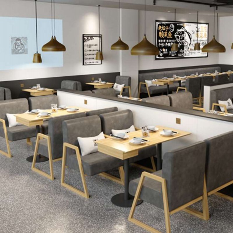 Modern Simple Wooden Furniture Set Coffee Shop Restaurant Booth Sofa and Dining Table for Hotel Leisure Kitchen Use