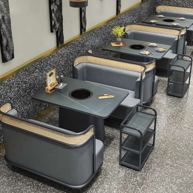 Modern Simple Wooden Furniture Set Coffee Shop Restaurant Booth Sofa and Dining Table for Hotel Leisure Kitchen Use
