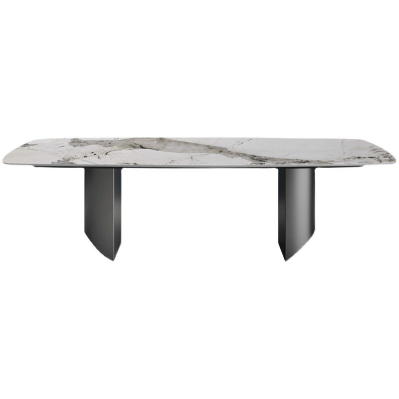 Italian light luxury light rock plate stainless steel household marble small apartment square dining table
