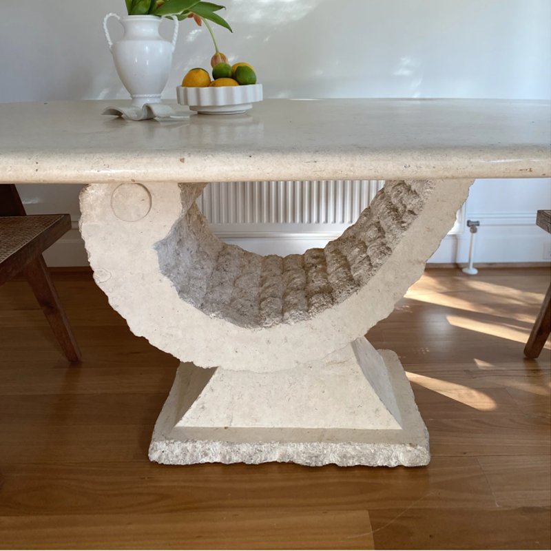 Unique Design Stone Dining Table Nordic Style Rectangular Pedestal Marble Travertine Dining Table
