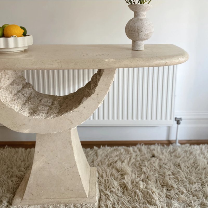 Unique Design Stone Dining Table Nordic Style Rectangular Pedestal Marble Travertine Dining Table