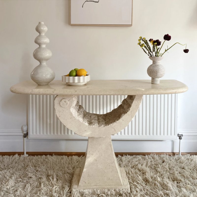 Unique Design Stone Dining Table Nordic Style Rectangular Pedestal Marble Travertine Dining Table