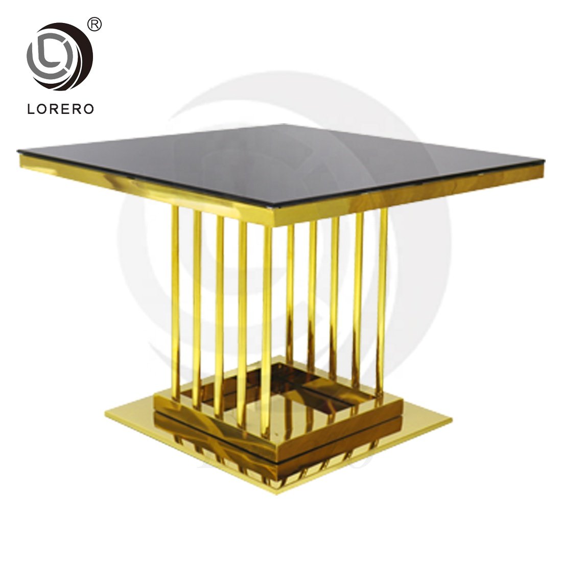 Fashionable gold Stainless Steel square Banquet dining wedding table