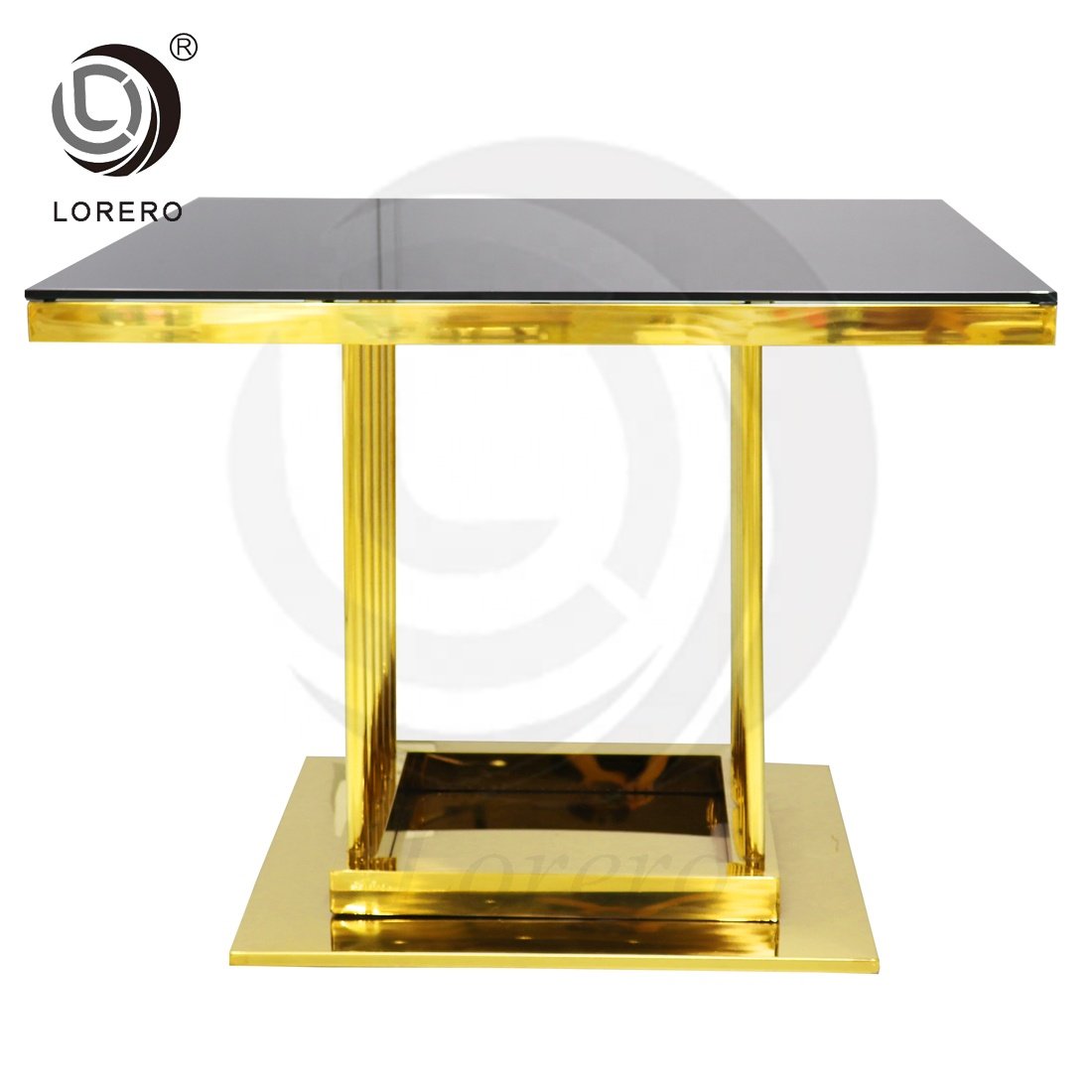 Fashionable gold Stainless Steel square Banquet dining wedding table