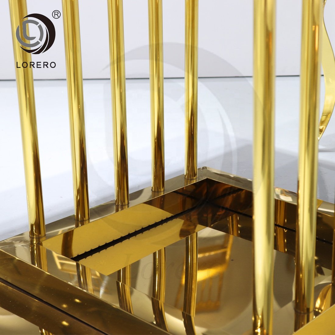 Fashionable gold Stainless Steel square Banquet dining wedding table